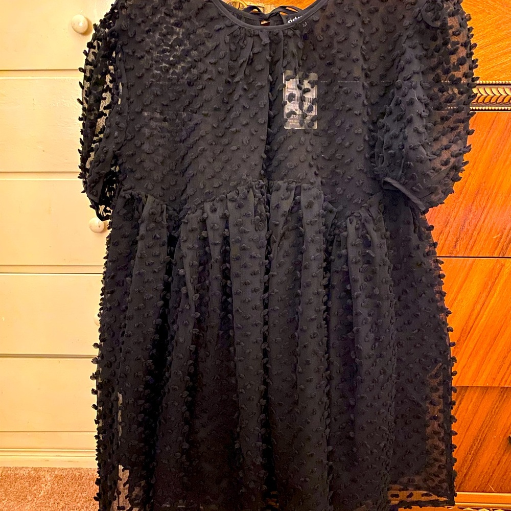 Sister Jane Black Textured Mini Dress